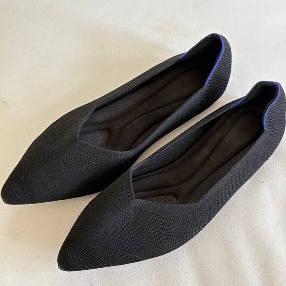Amazon Knit Sustainable Flats 12.5 13 43 Black Academia Office Point Toe Comfort - Picture 4 of 4
